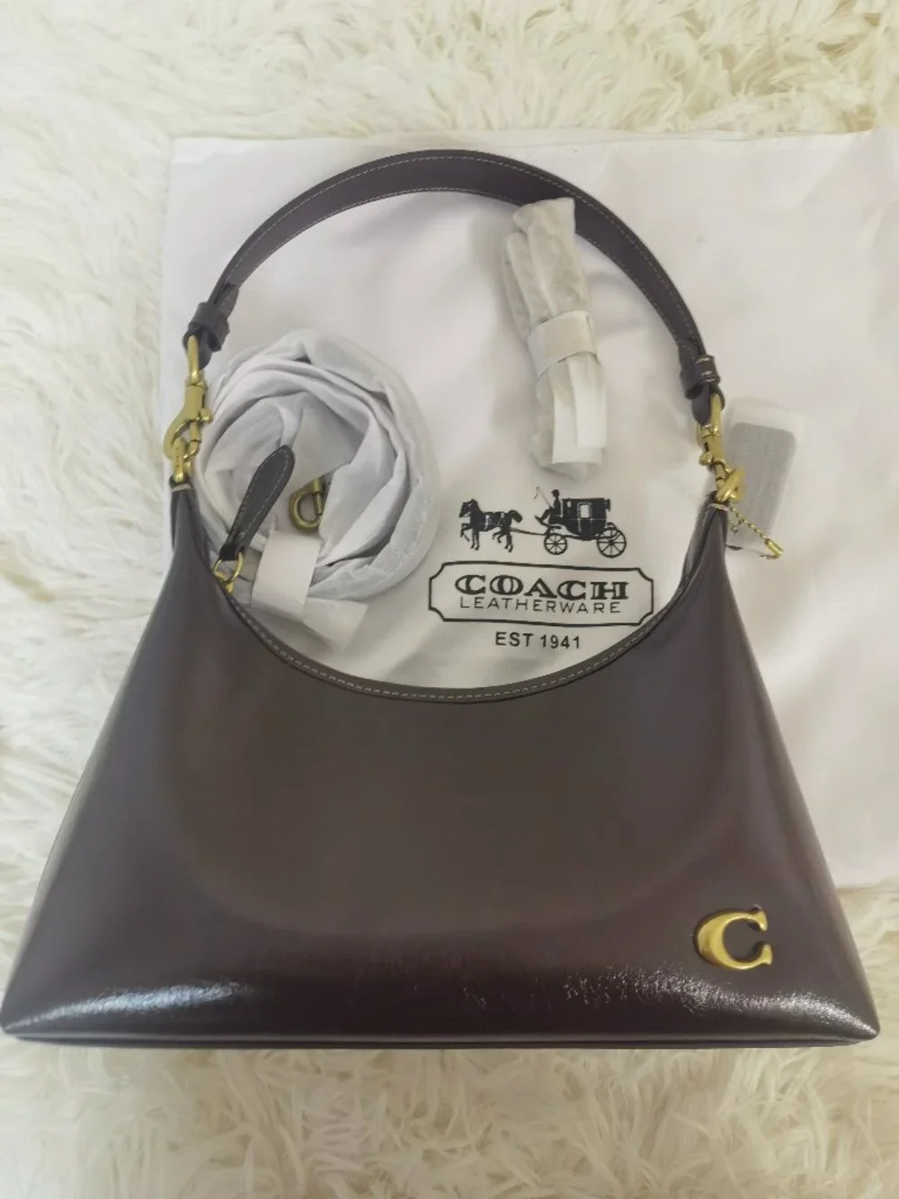 Coach Dark Brown Leather Hobo Shoulder Bag